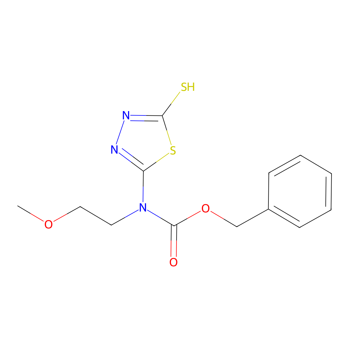 benzyl N-(2-methoxyethyl)-N-(5-sulfanyl-1,3,4-thiadiazol-2-yl)carbamate molecular structure, CAS 2680788-84-3