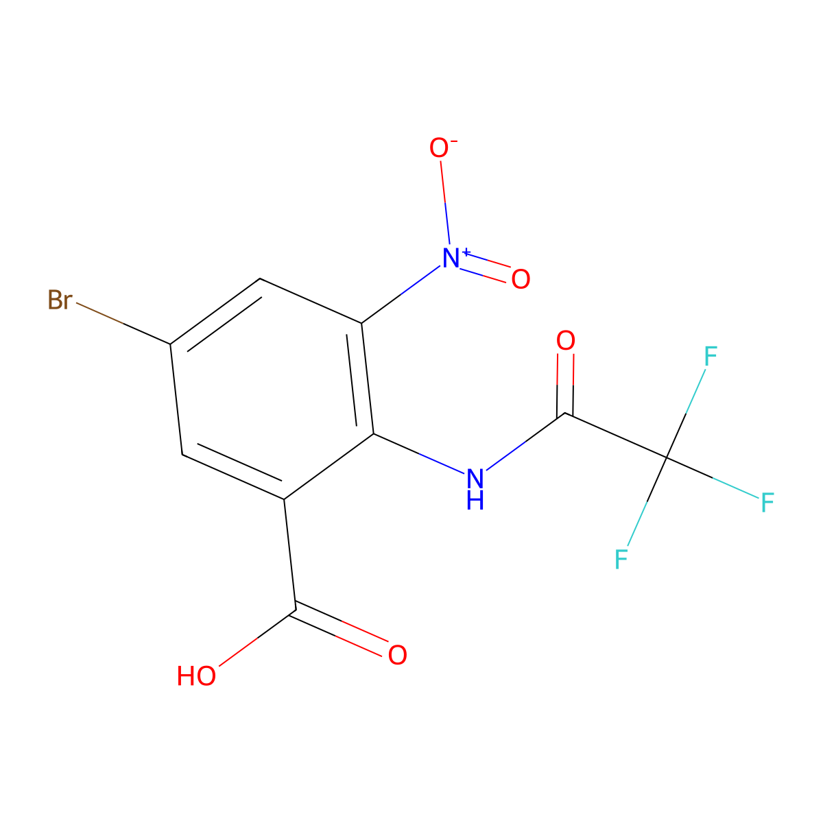 5-Bromo-3-nitro-2-(2,2,2-trifluoroacetamido)benzoic acid molecular structure, CAS 2680789-02-8