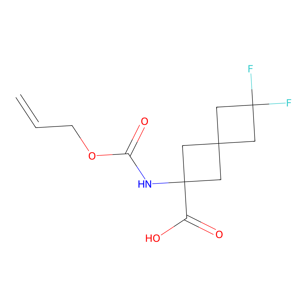 6,6-Difluoro-2-{[(prop-2-en-1-yloxy)carbonyl]amino}spiro[3.3]heptane-2-carboxylic acid molecular structure, CAS 2680789-04-0