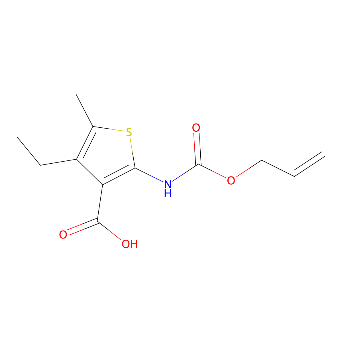 4-Ethyl-5-methyl-2-{[(prop-2-en-1-yloxy)carbonyl]amino}thiophene-3-carboxylic acid molecular structure, CAS 2680789-11-9