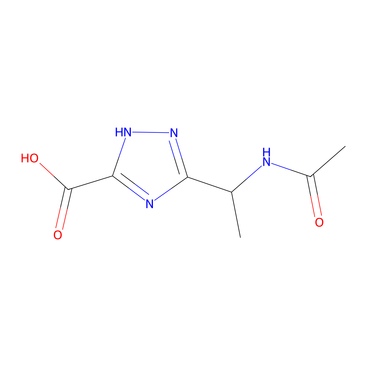 3-(1-acetamidoethyl)-1H-1,2,4-triazole-5-carboxylic acid molecular structure, CAS 2680789-13-1