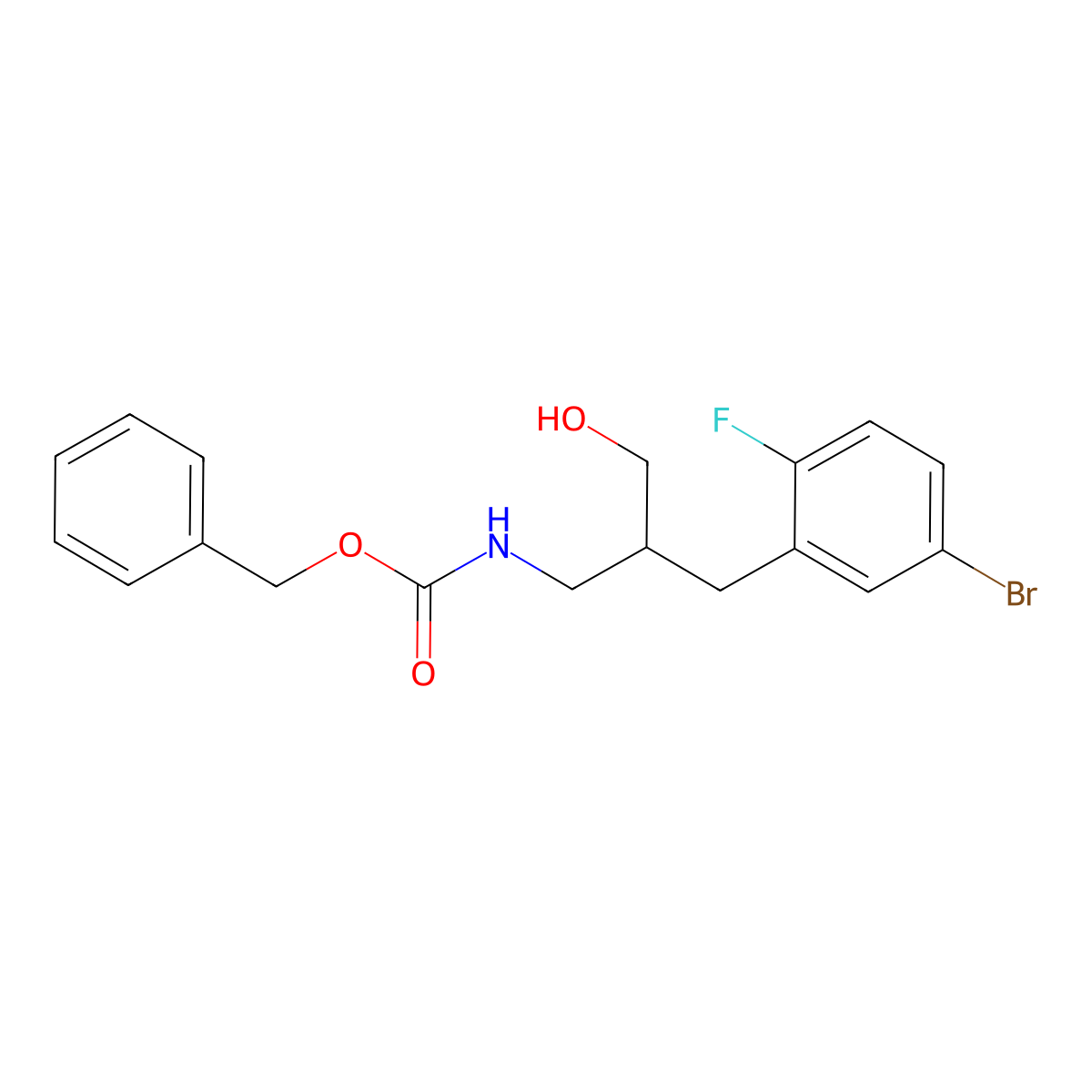 benzyl N-{2-[(5-bromo-2-fluorophenyl)methyl]-3-hydroxypropyl}carbamate molecular structure, CAS 2680789-15-3