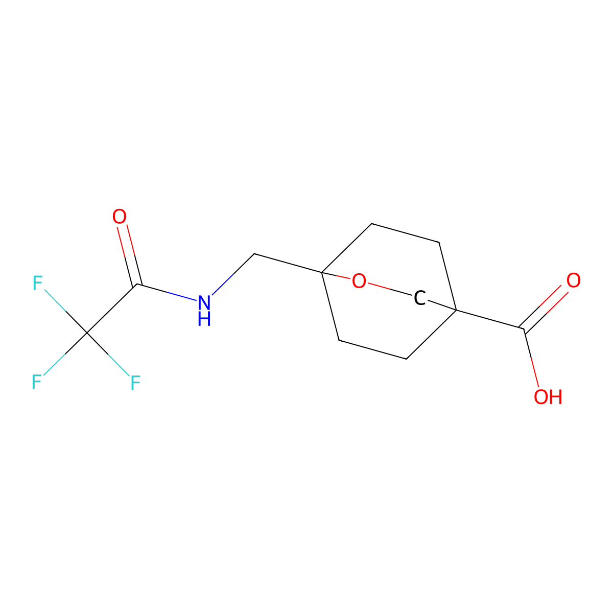 1-[(Trifluoroacetamido)methyl]-2-oxabicyclo[2.2.2]octane-4-carboxylic acid molecular structure, CAS 2680789-27-7