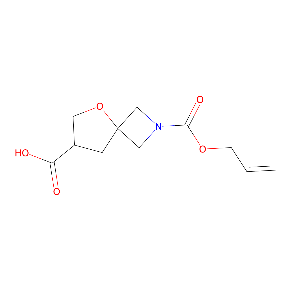 2-[(Prop-2-en-1-yloxy)carbonyl]-5-oxa-2-azaspiro[3.4]octane-7-carboxylic acid molecular structure, CAS 2680789-35-7