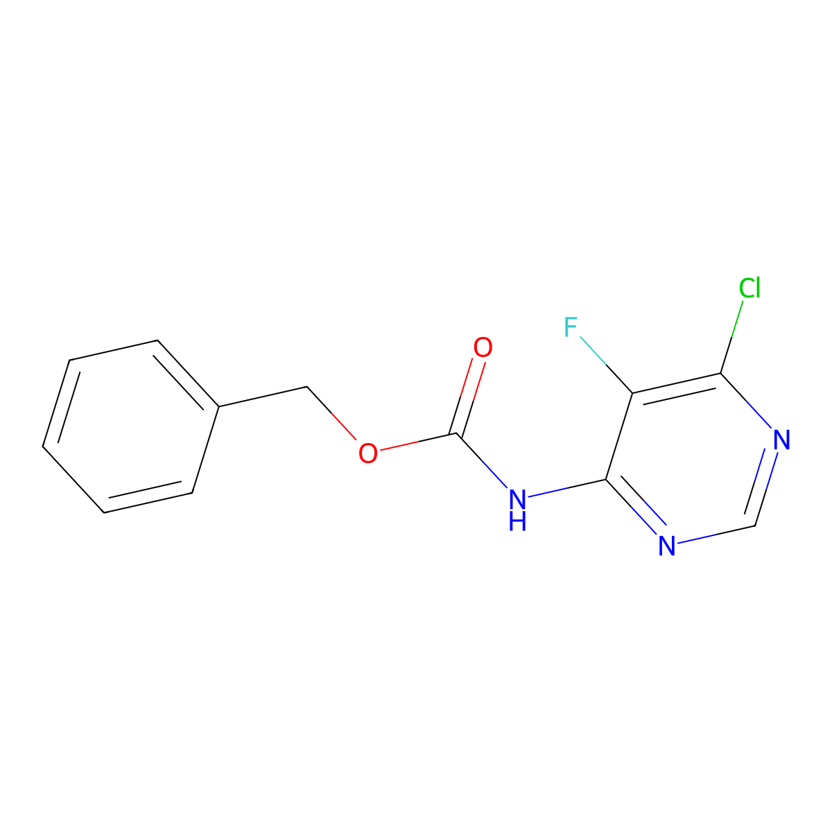 benzyl N-(6-chloro-5-fluoropyrimidin-4-yl)carbamate molecular structure, CAS 2680789-38-0