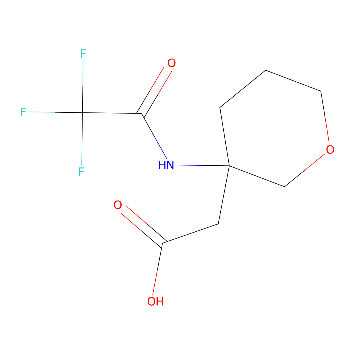 2-[3-(2,2,2-Trifluoroacetamido)oxan-3-yl]acetic acid molecular structure, CAS 2680789-44-8