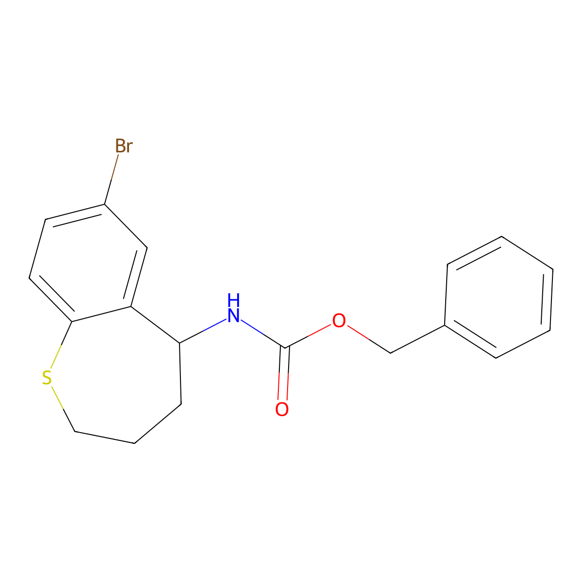 benzyl N-(7-bromo-2,3,4,5-tetrahydro-1-benzothiepin-5-yl)carbamate molecular structure, CAS 2680789-50-6