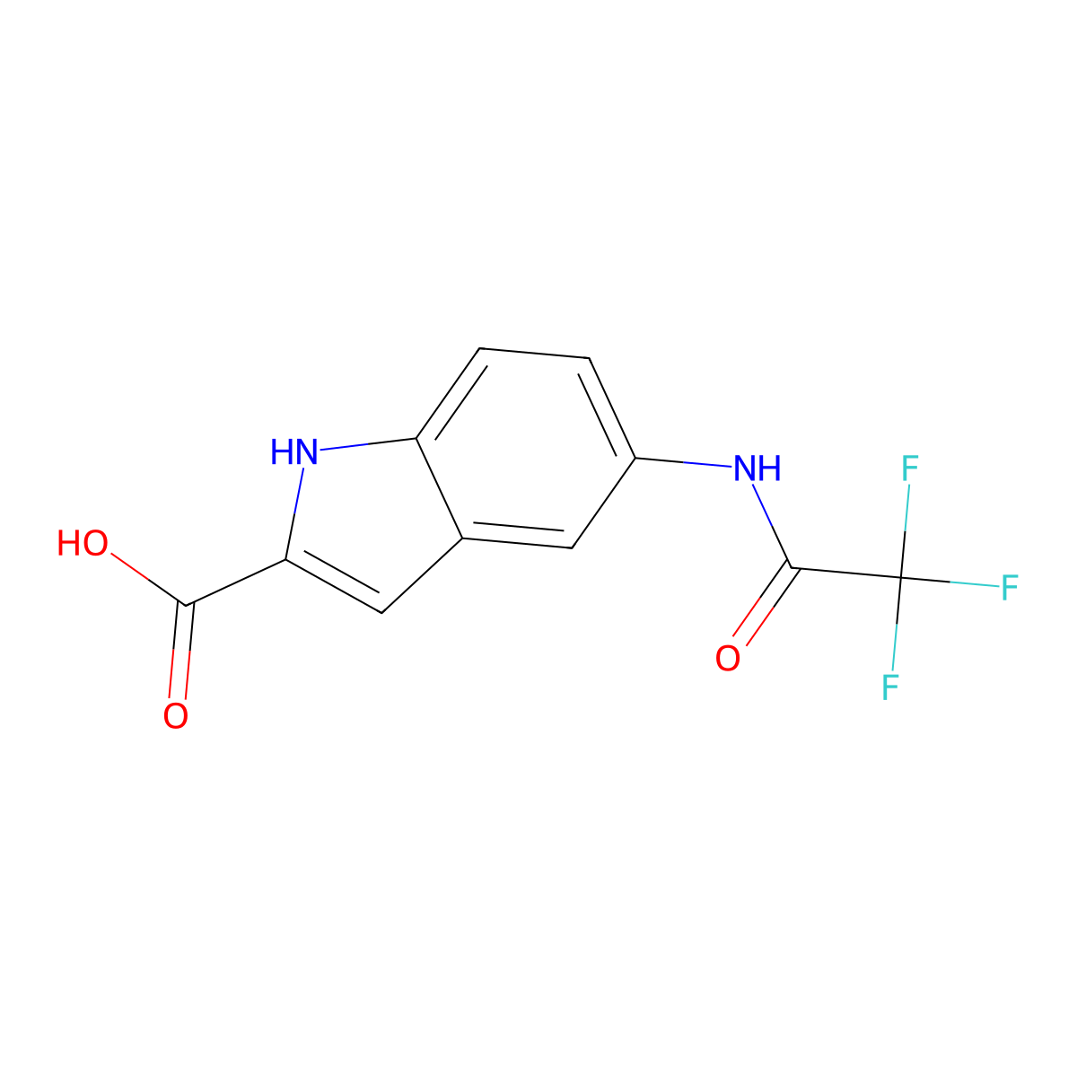 5-(2,2,2-trifluoroacetamido)-1H-indole-2-carboxylic acid molecular structure, CAS 2680789-66-4