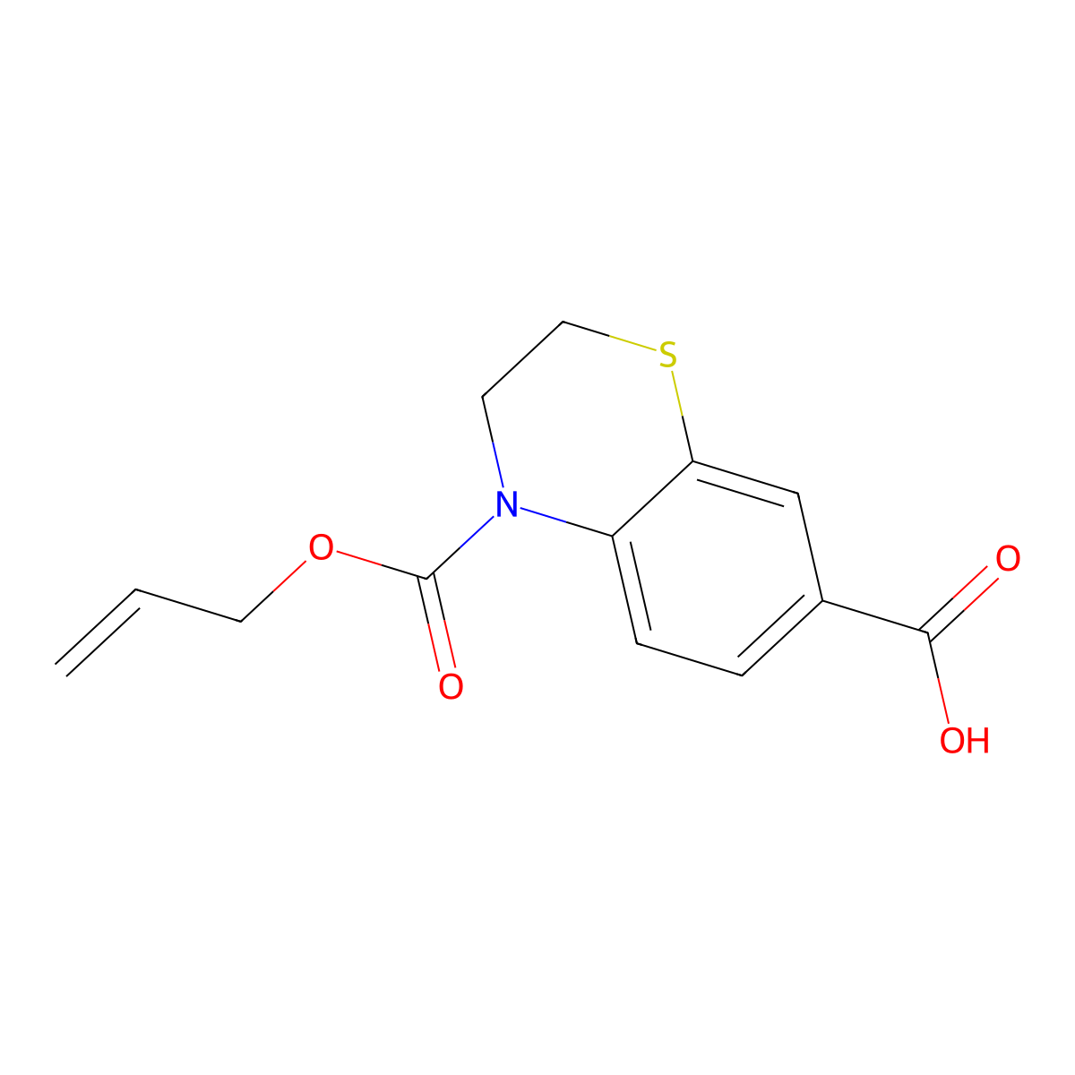4-[(prop-2-en-1-yloxy)carbonyl]-3,4-dihydro-2H-1,4-benzothiazine-7-carboxylic acid molecular structure, CAS 2680789-67-5
