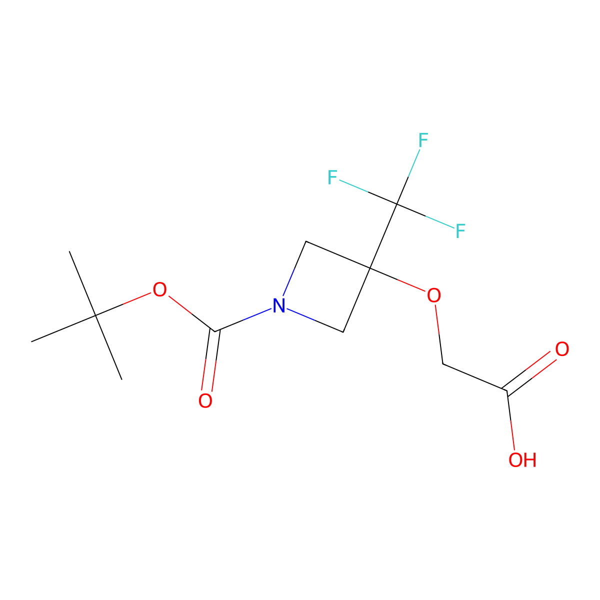 2-({1-[(Tert-butoxy)carbonyl]-3-(trifluoromethyl)azetidin-3-yl}oxy)acetic acid molecular structure, CAS 2680789-68-6