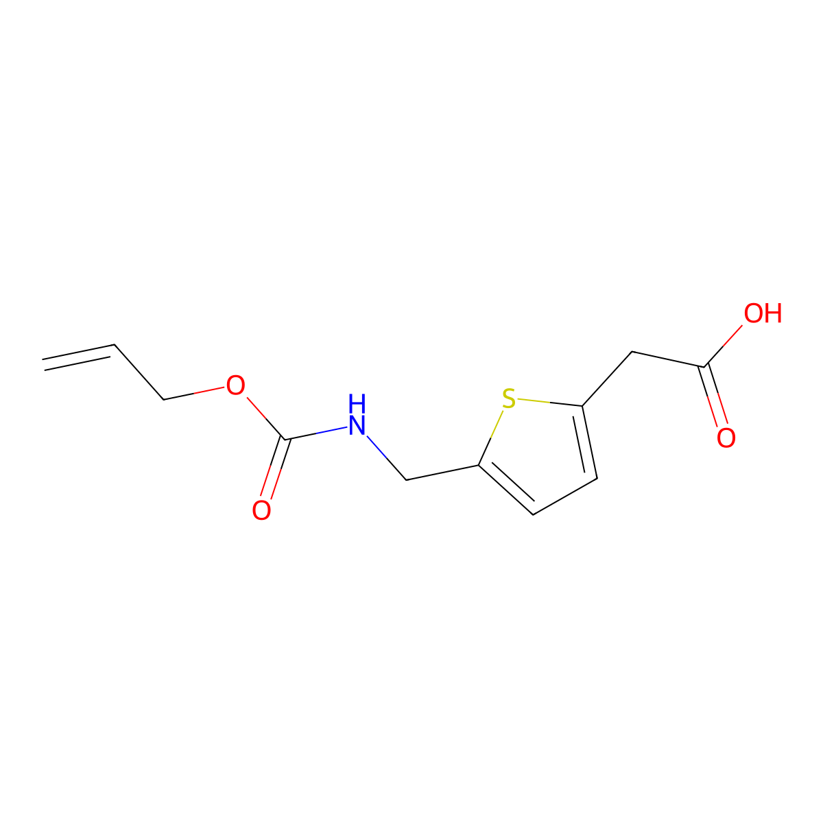 2-[5-({[(Prop-2-en-1-yloxy)carbonyl]amino}methyl)thiophen-2-yl]acetic acid molecular structure, CAS 2680789-72-2