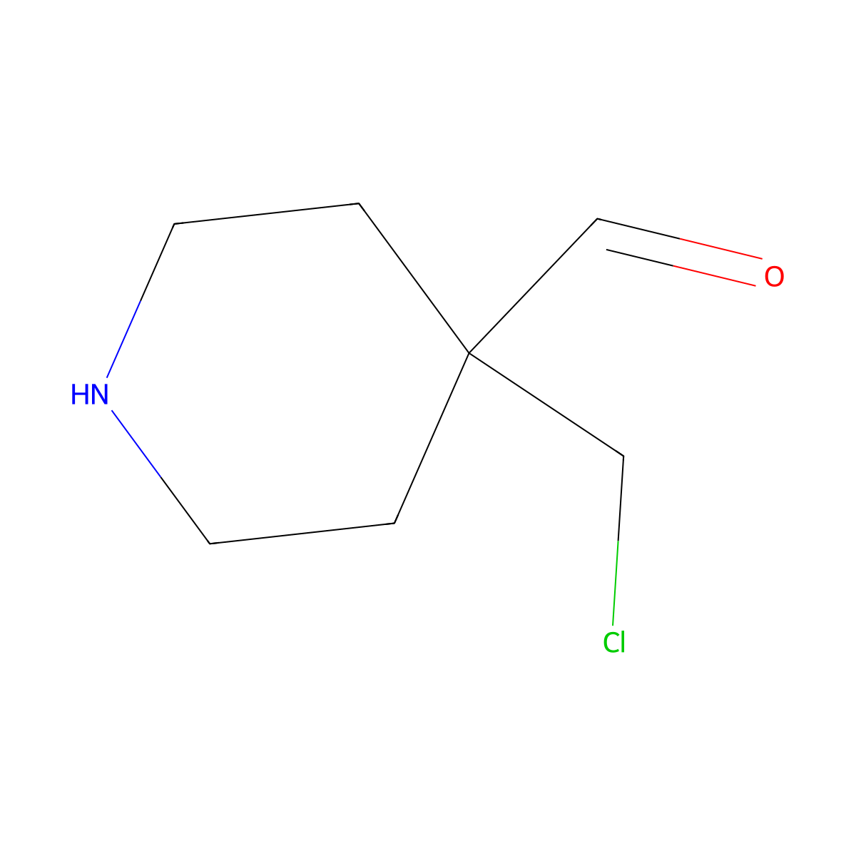 4-(Chloromethyl)piperidine-4-carbaldehyde molecular structure, CAS 2680789-77-7