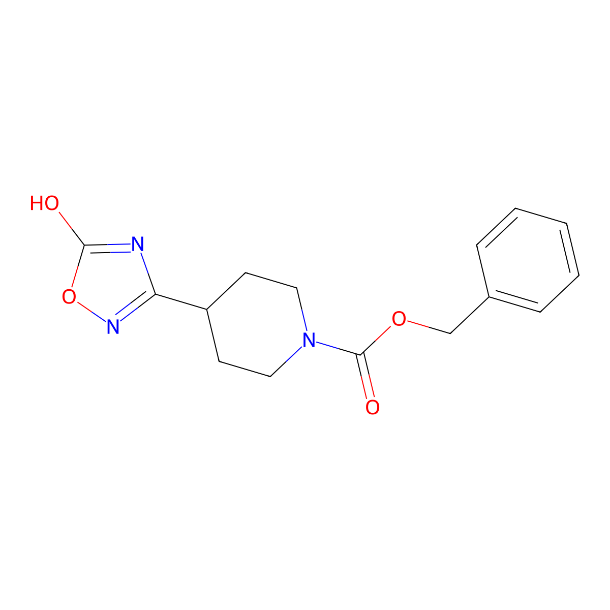 Benzyl 4-(5-hydroxy-1,2,4-oxadiazol-3-yl)piperidine-1-carboxylate molecular structure, CAS 2680789-84-6