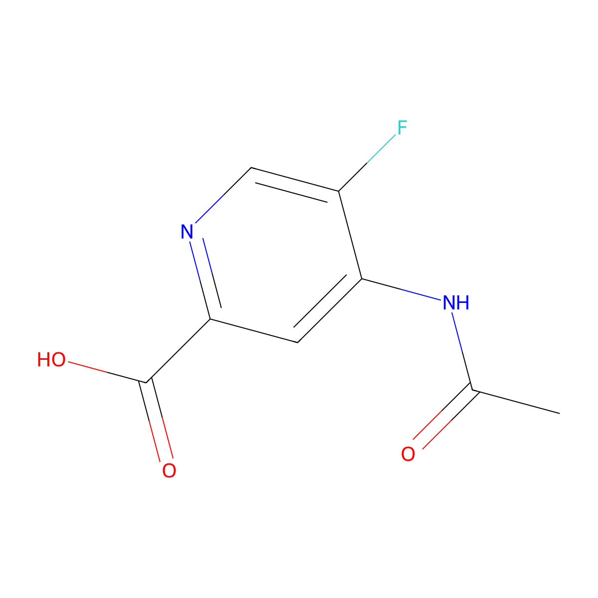 4-Acetamido-5-fluoropyridine-2-carboxylic acid molecular structure, CAS 2680789-85-7