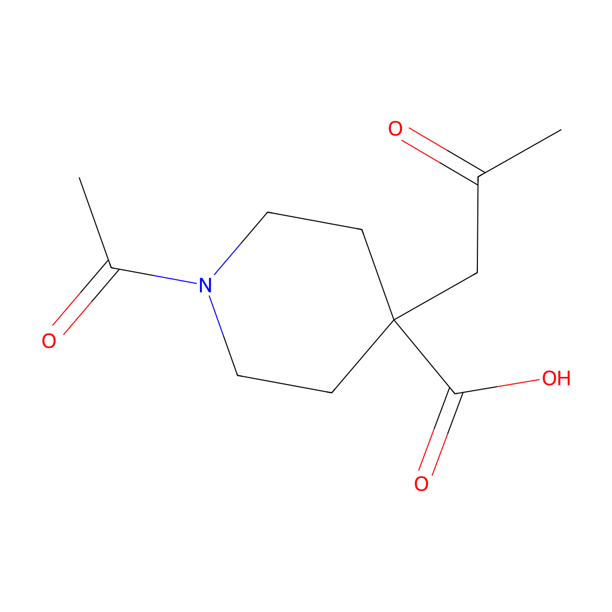 1-Acetyl-4-(2-oxopropyl)piperidine-4-carboxylic acid molecular structure, CAS 2680789-91-5