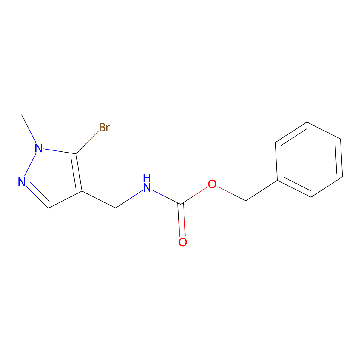 benzyl N-[(5-bromo-1-methyl-1H-pyrazol-4-yl)methyl]carbamate molecular structure, CAS 2680790-07-0