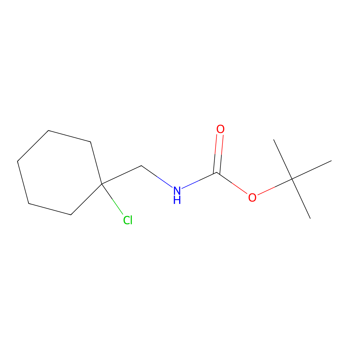 tert-butyl N-[(1-chlorocyclohexyl)methyl]carbamate molecular structure, CAS 2680790-10-5