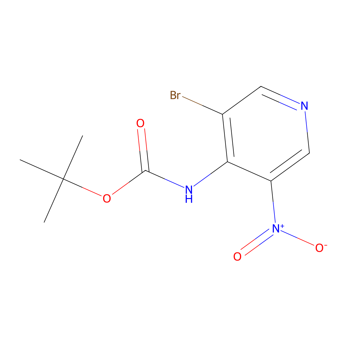 tert-butyl N-(3-bromo-5-nitropyridin-4-yl)carbamate molecular structure, CAS 2680790-21-8