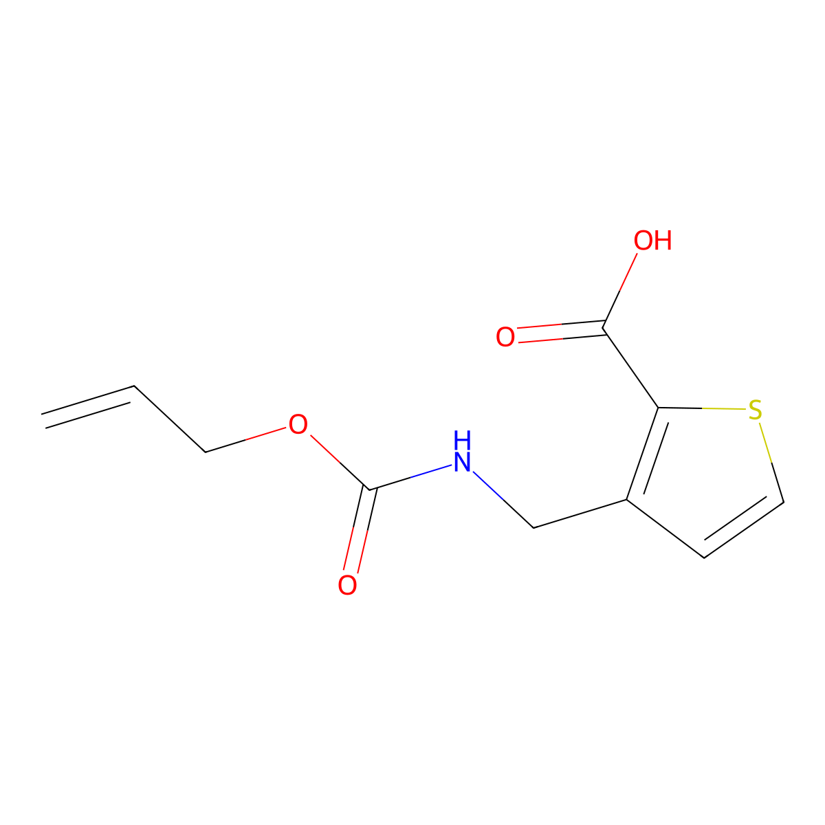 3-({[(Prop-2-en-1-yloxy)carbonyl]amino}methyl)thiophene-2-carboxylic acid molecular structure, CAS 2680790-25-2