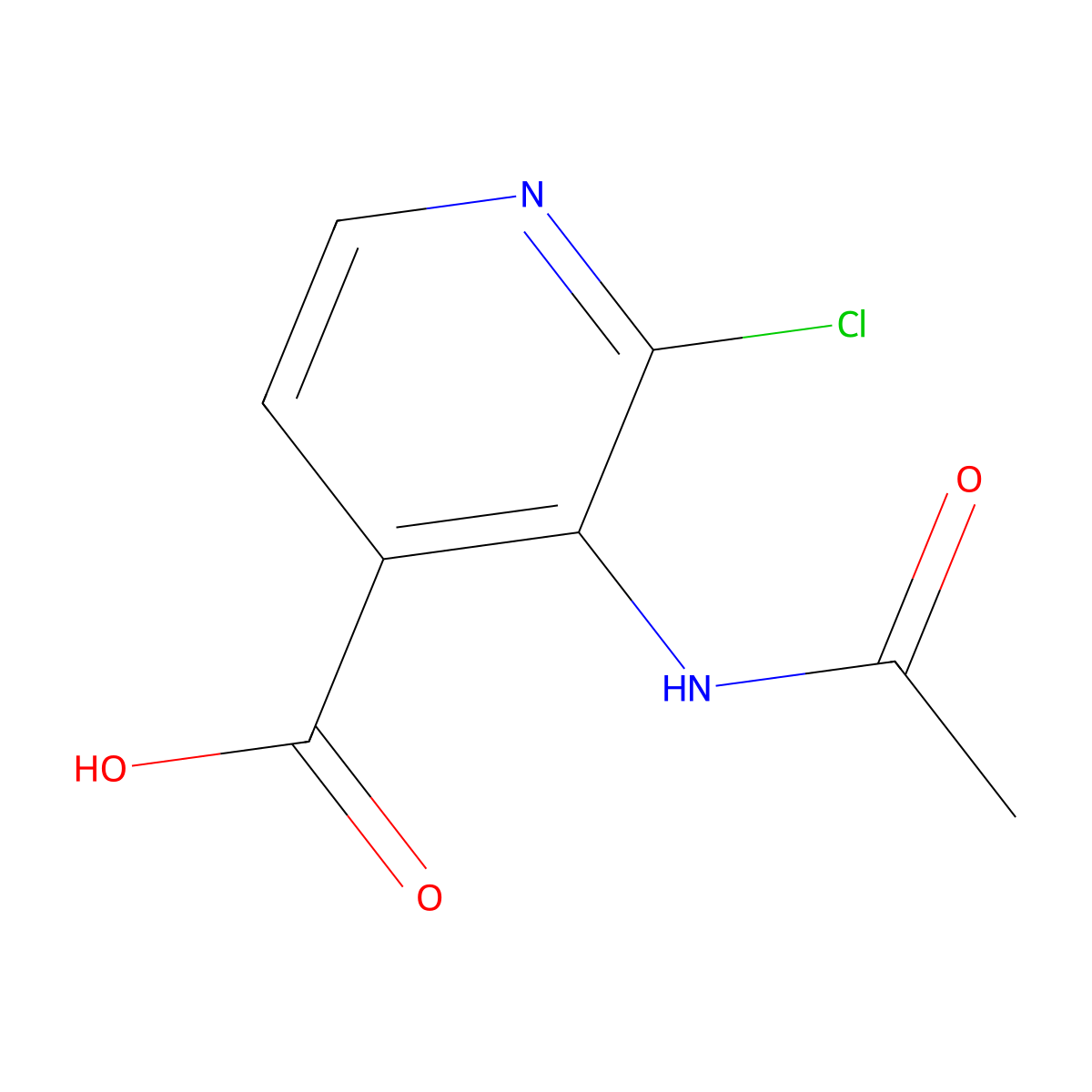 2-Chloro-3-acetamidopyridine-4-carboxylic acid molecular structure, CAS 2680790-26-3