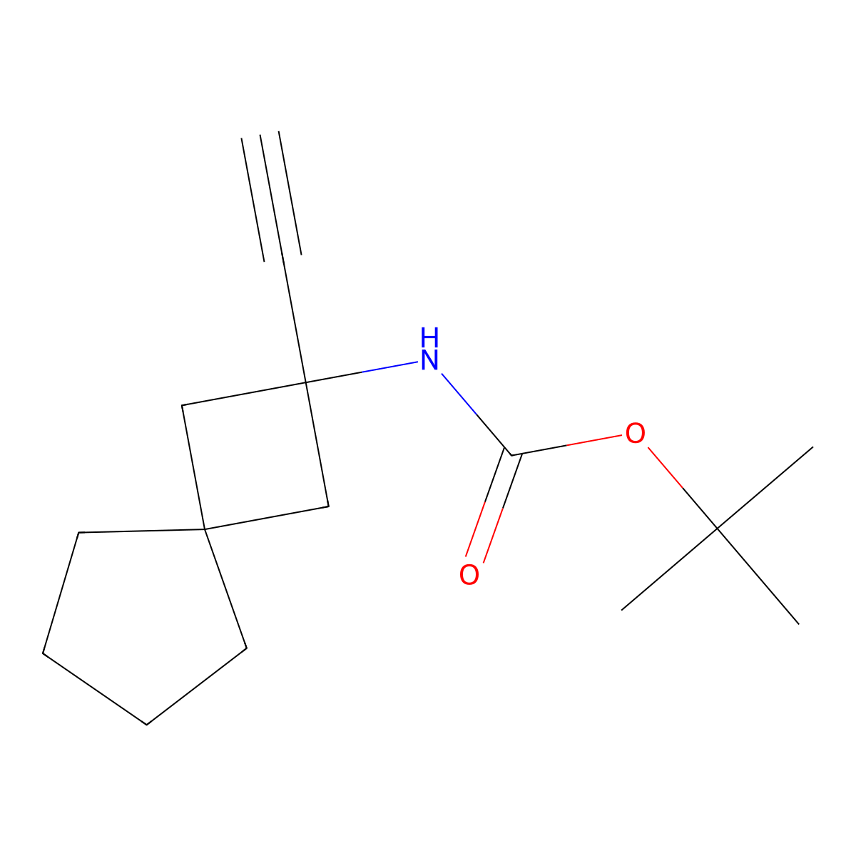 tert-butyl N-{2-ethynylspiro[3.4]octan-2-yl}carbamate molecular structure, CAS 2680790-33-2