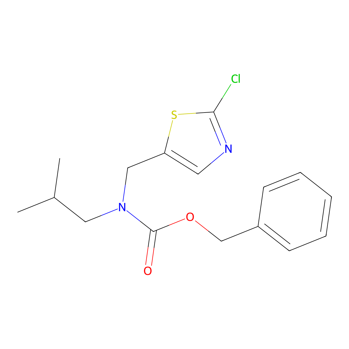 benzyl N-[(2-chloro-1,3-thiazol-5-yl)methyl]-N-(2-methylpropyl)carbamate molecular structure, CAS 2680790-34-3