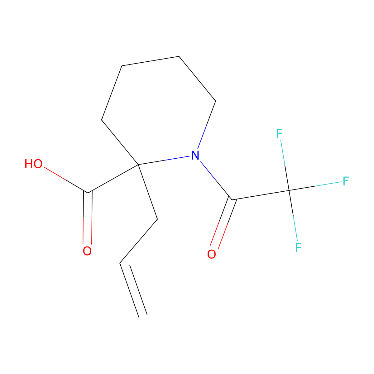 2-(Prop-2-en-1-yl)-1-(2,2,2-trifluoroacetyl)piperidine-2-carboxylic acid molecular structure, CAS 2680790-39-8