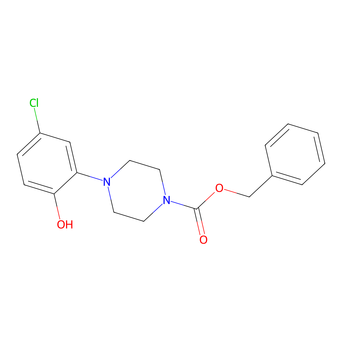 Benzyl 4-(5-chloro-2-hydroxyphenyl)piperazine-1-carboxylate molecular structure, CAS 2680790-42-3