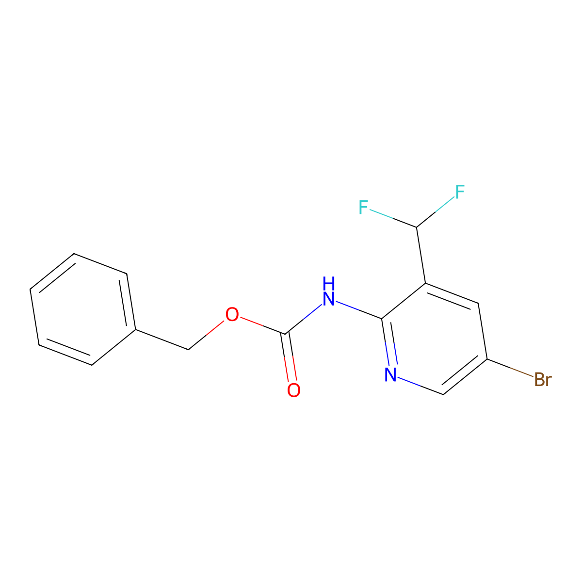 benzyl N-[5-bromo-3-(difluoromethyl)pyridin-2-yl]carbamate molecular structure, CAS 2680790-51-4
