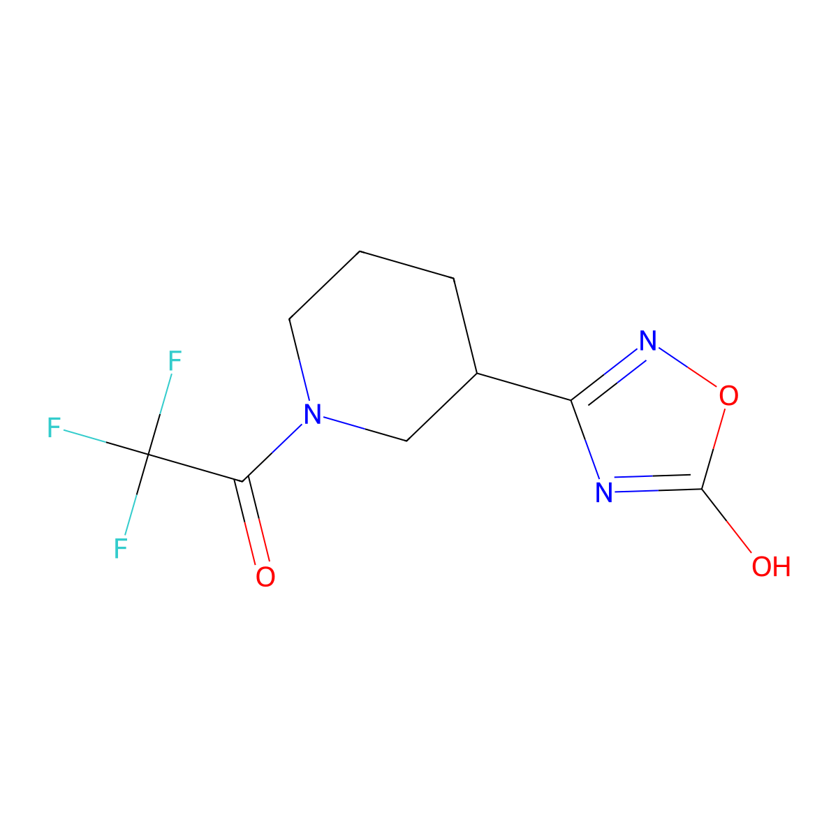 2,2,2-Trifluoro-1-[3-(5-hydroxy-1,2,4-oxadiazol-3-yl)piperidin-1-yl]ethan-1-one molecular structure, CAS 2680790-53-6