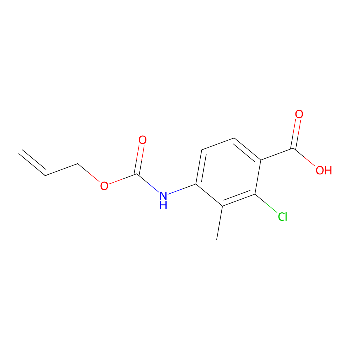 2-Chloro-3-methyl-4-{[(prop-2-en-1-yloxy)carbonyl]amino}benzoic acid molecular structure, CAS 2680790-55-8