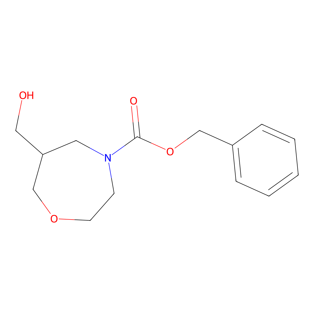 Benzyl 6-(hydroxymethyl)-1,4-oxazepane-4-carboxylate molecular structure, CAS 2680790-57-0