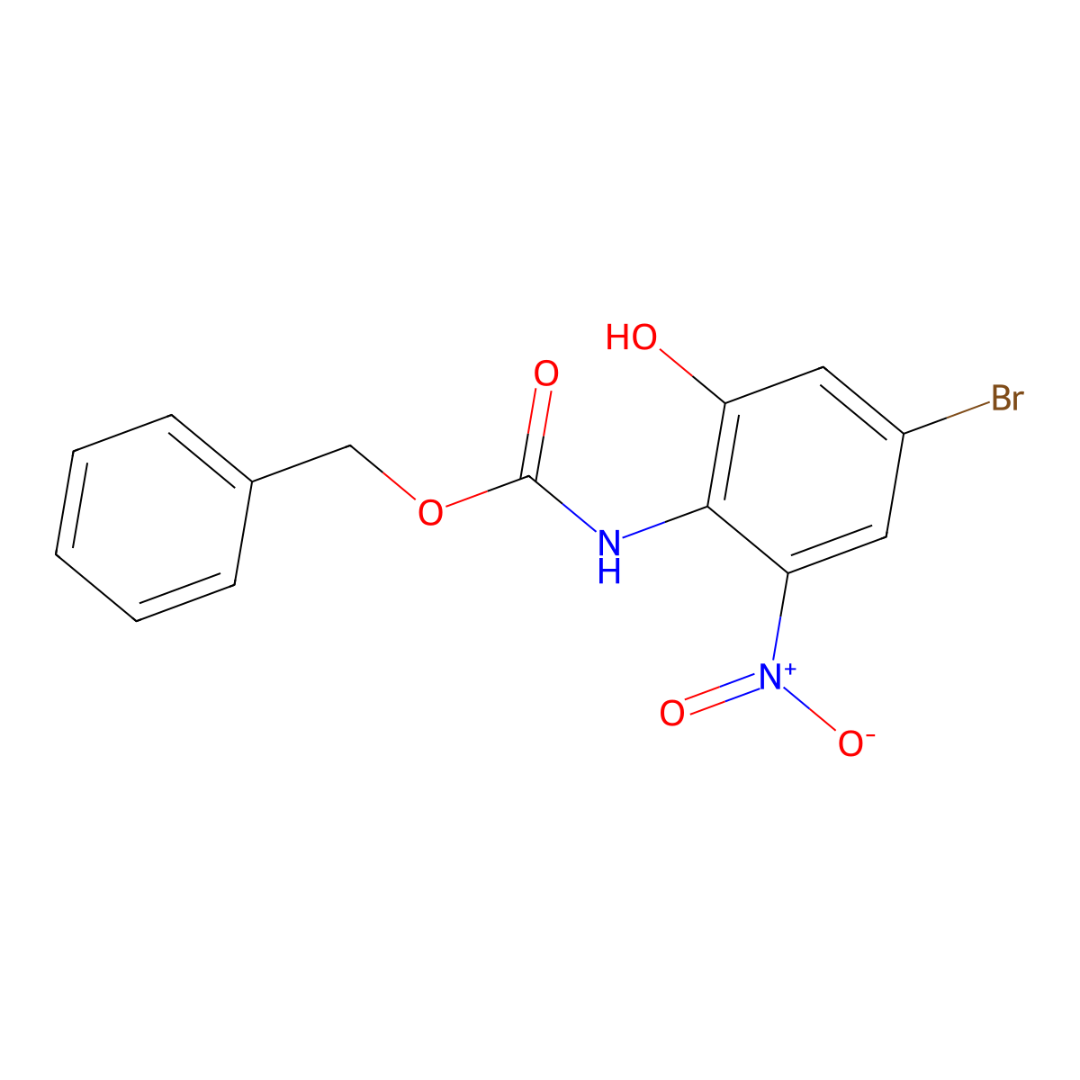 benzyl N-(4-bromo-2-hydroxy-6-nitrophenyl)carbamate molecular structure, CAS 2680790-59-2