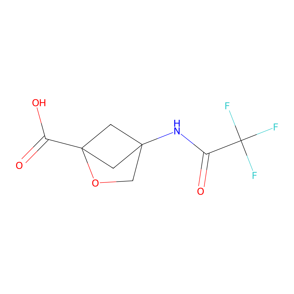 4-(2,2,2-Trifluoroacetamido)-2-oxabicyclo[2.1.1]hexane-1-carboxylic acid molecular structure, CAS 2680790-60-5