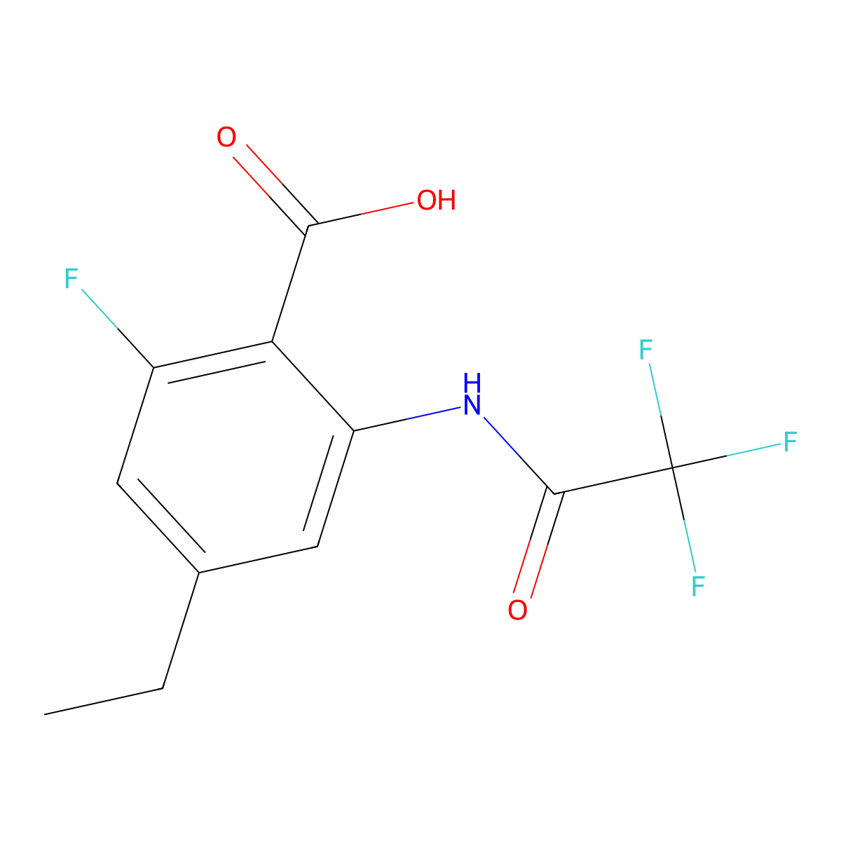 4-Ethyl-2-fluoro-6-(2,2,2-trifluoroacetamido)benzoic acid molecular structure, CAS 2680790-61-6