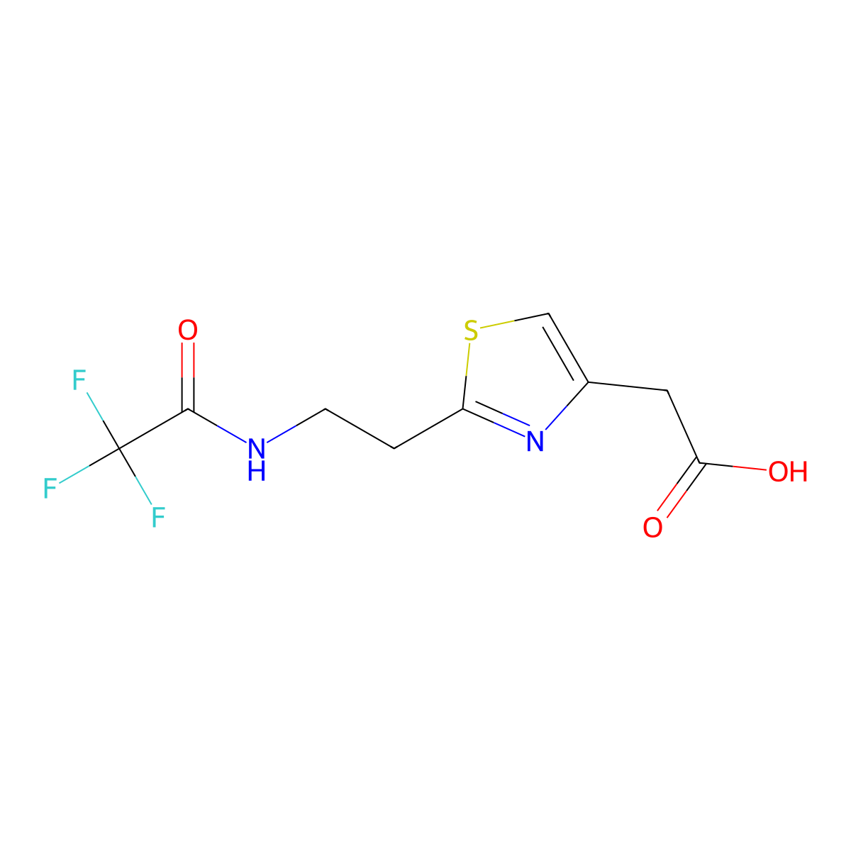 2-{2-[2-(Trifluoroacetamido)ethyl]-1,3-thiazol-4-yl}acetic acid molecular structure, CAS 2680790-62-7