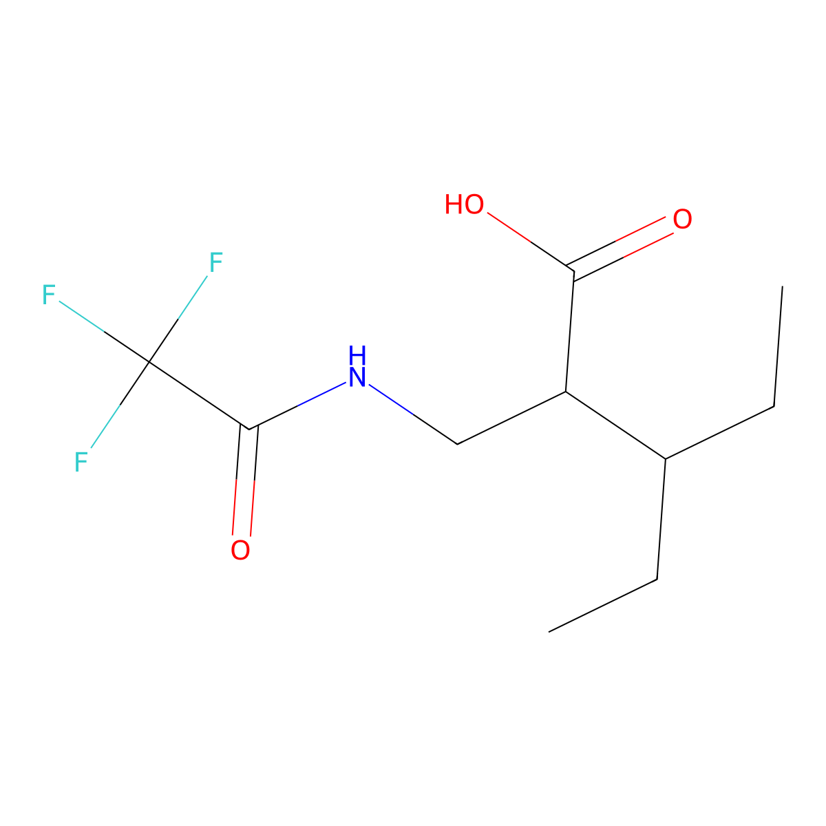 3-Ethyl-2-[(2,2,2-trifluoroacetamido)methyl]pentanoic acid molecular structure, CAS 2680790-66-1