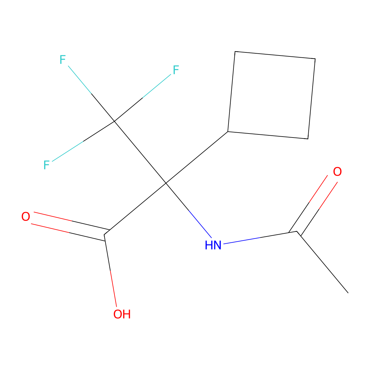 2-Cyclobutyl-2-acetamido-3,3,3-trifluoropropanoic acid molecular structure, CAS 2680790-67-2