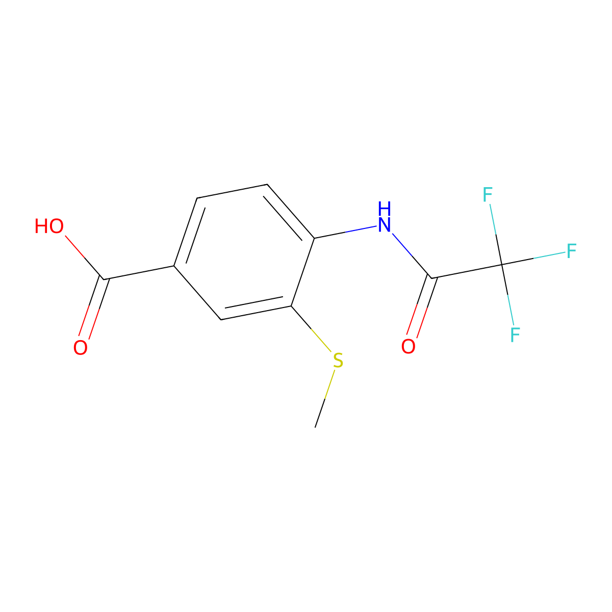 3-(Methylsulfanyl)-4-(trifluoroacetamido)benzoic acid molecular structure, CAS 2680790-69-4