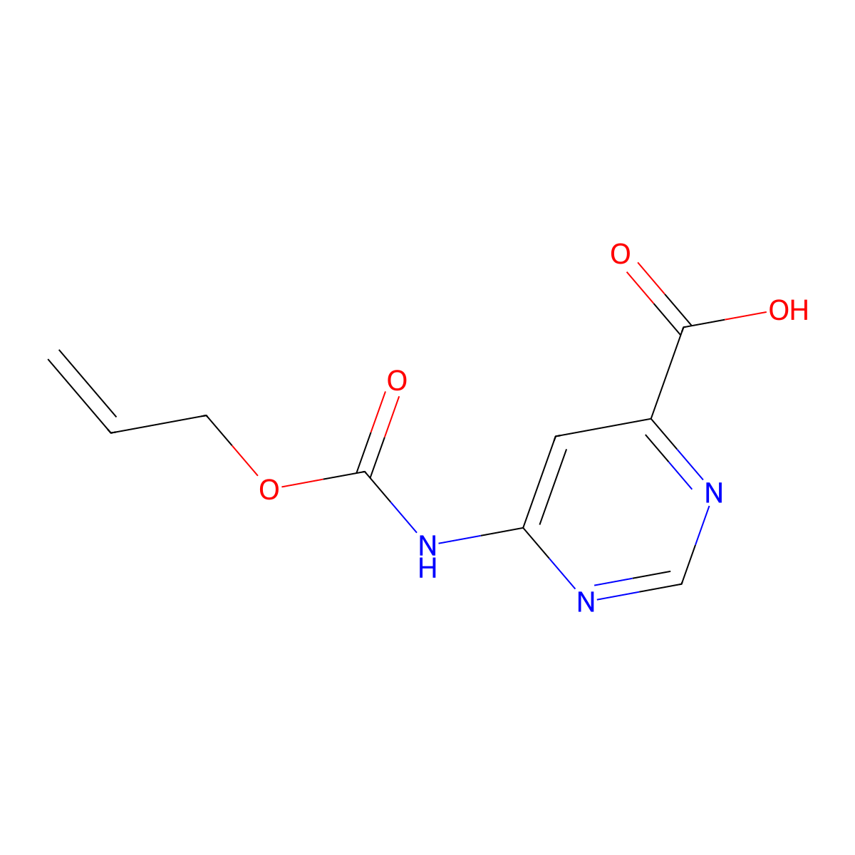 6-{[(Prop-2-en-1-yloxy)carbonyl]amino}pyrimidine-4-carboxylic acid molecular structure, CAS 2680790-72-9