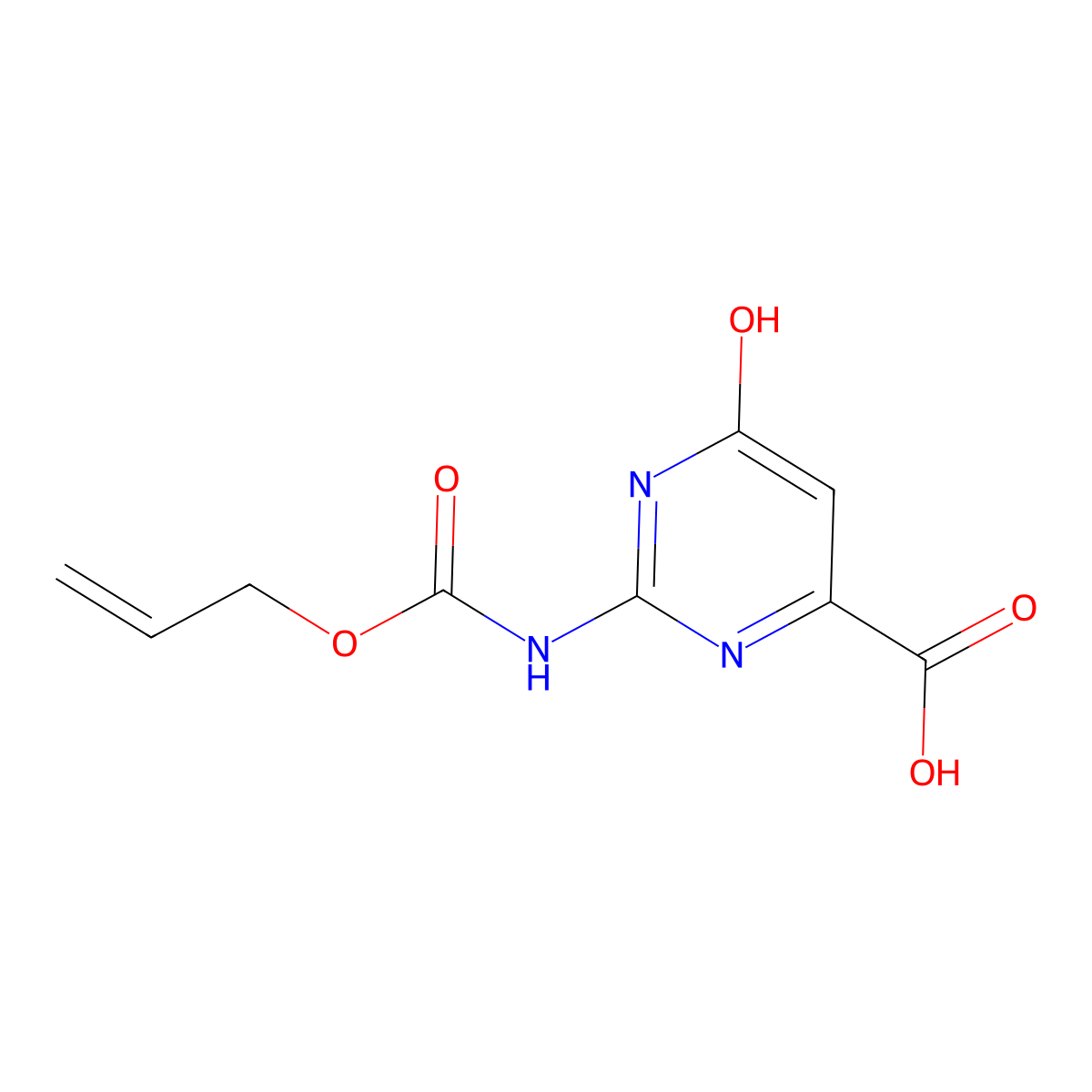 6-Hydroxy-2-{[(prop-2-en-1-yloxy)carbonyl]amino}pyrimidine-4-carboxylic acid molecular structure, CAS 2680790-78-5