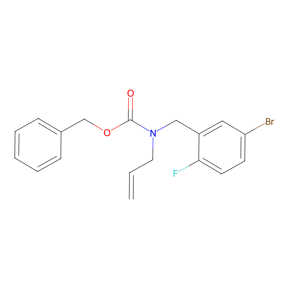 benzyl N-[(5-bromo-2-fluorophenyl)methyl]-N-(prop-2-en-1-yl)carbamate molecular structure, CAS 2680790-80-9