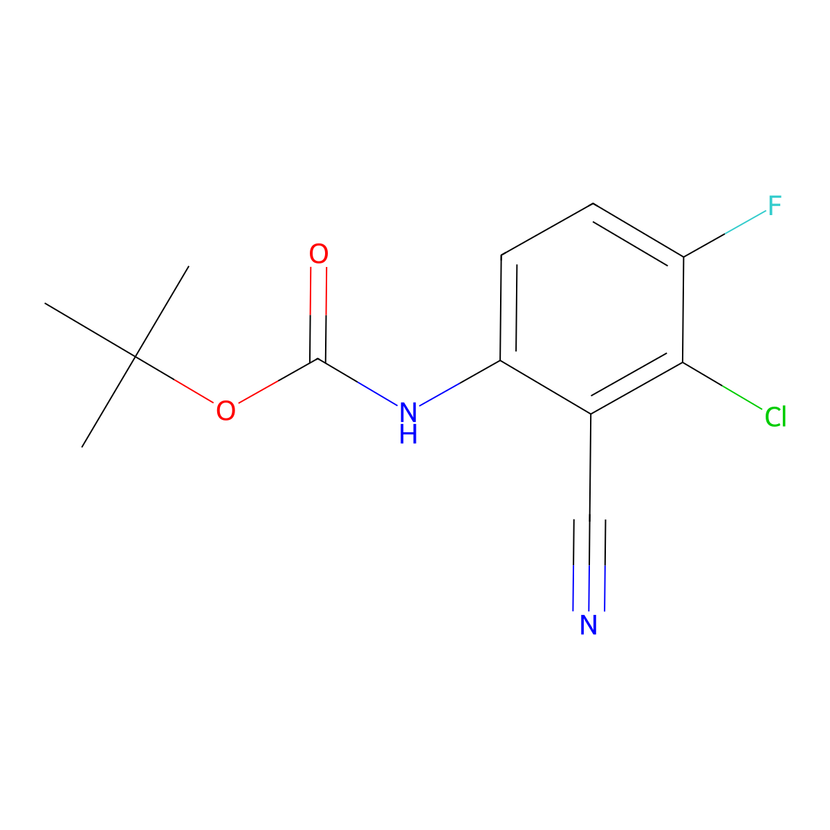 tert-butyl N-(3-chloro-2-cyano-4-fluorophenyl)carbamate molecular structure, CAS 2680790-85-4