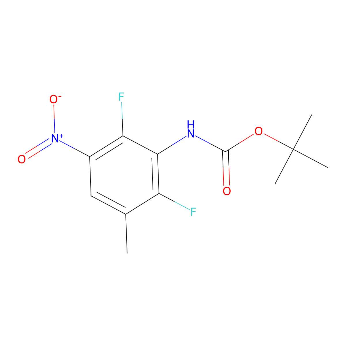 tert-butyl N-(2,6-difluoro-3-methyl-5-nitrophenyl)carbamate molecular structure, CAS 2680790-86-5