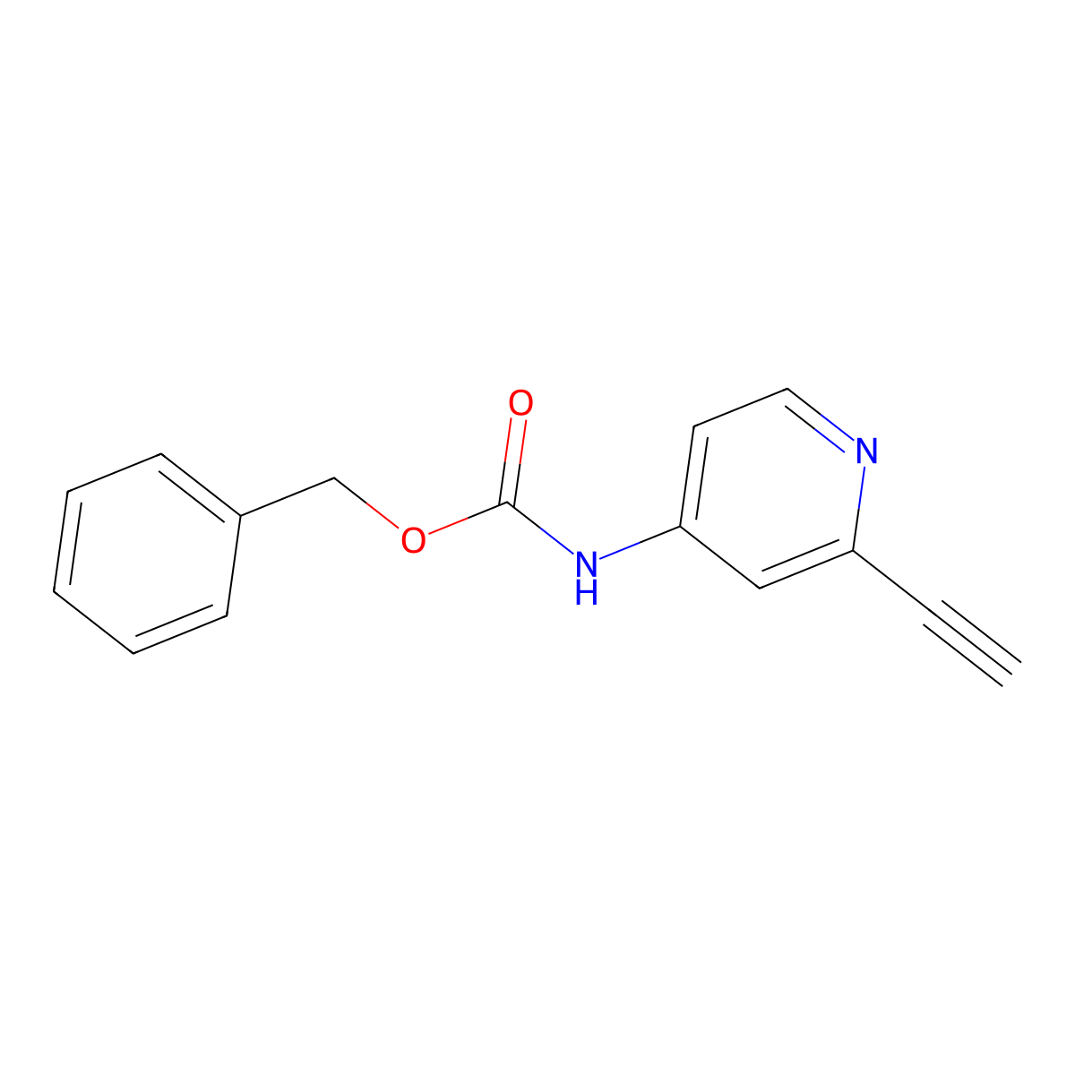 benzyl N-(2-ethynylpyridin-4-yl)carbamate molecular structure, CAS 2680790-87-6