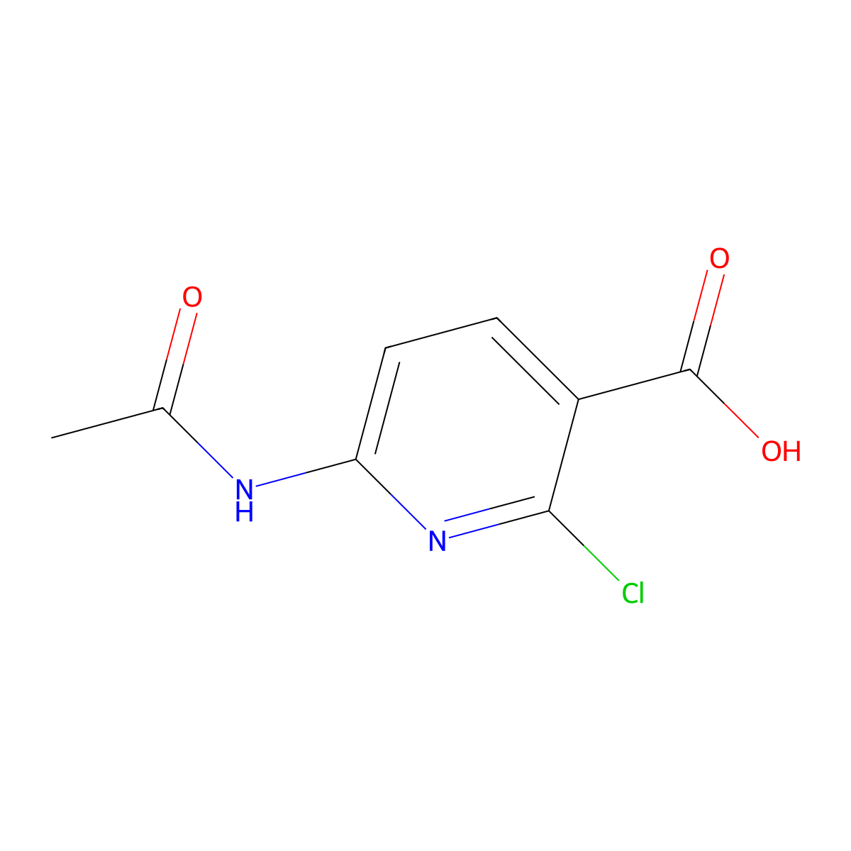 2-Chloro-6-acetamidopyridine-3-carboxylic acid molecular structure, CAS 2680790-93-4