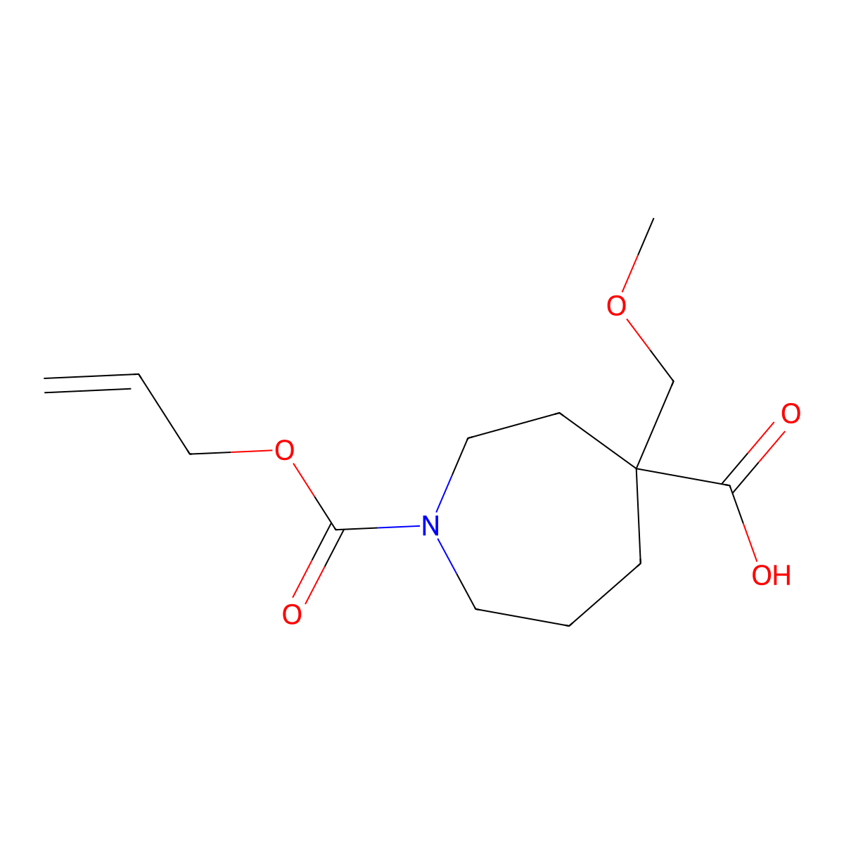 4-(Methoxymethyl)-1-[(prop-2-en-1-yloxy)carbonyl]azepane-4-carboxylic acid molecular structure, CAS 2680790-94-5