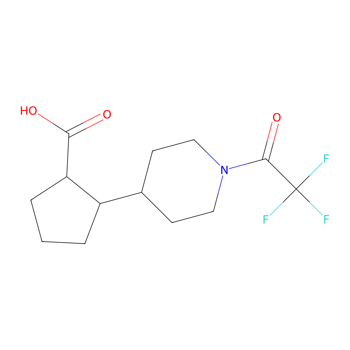 2-[1-(2,2,2-Trifluoroacetyl)piperidin-4-yl]cyclopentane-1-carboxylic acid molecular structure, CAS 2680790-98-9