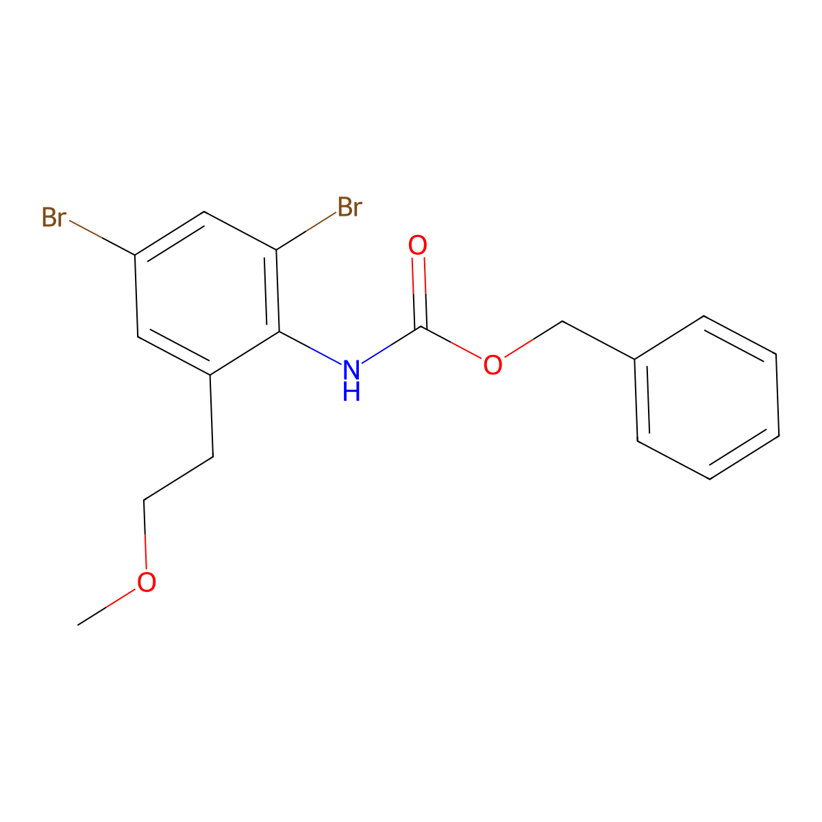 benzyl N-[2,4-dibromo-6-(2-methoxyethyl)phenyl]carbamate molecular structure, CAS 2680790-99-0