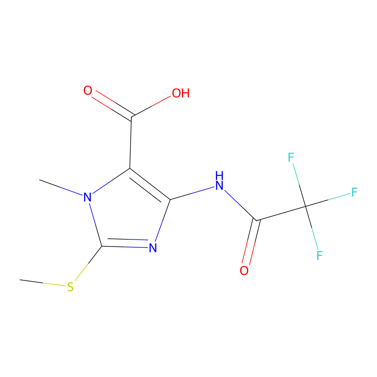 1-methyl-2-(methylsulfanyl)-4-(2,2,2-trifluoroacetamido)-1H-imidazole-5-carboxylic acid molecular structure, CAS 2680791-00-6